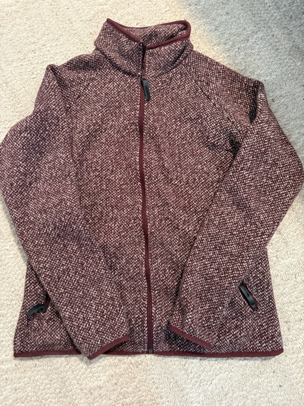 Columbia Maroon and White Marled Zip-Up Jacket